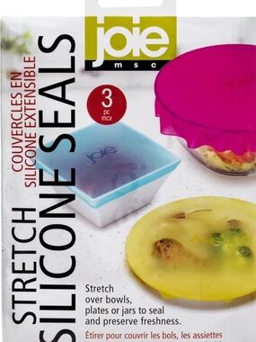 Joie Silicone Stretch Lids in Teal, Pink, Yellow - 3 Pc Set